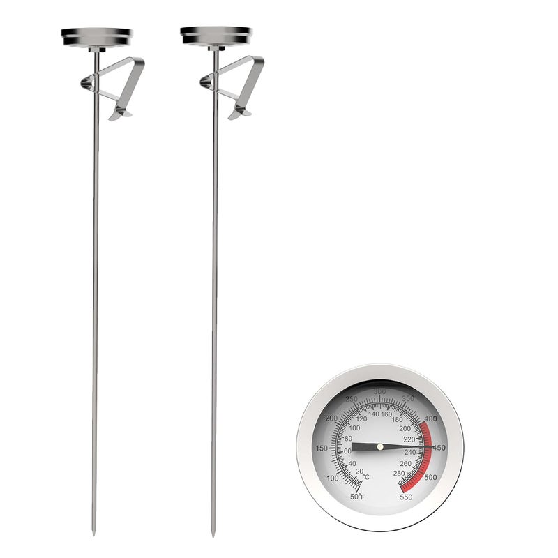 Anicooking Candy/Deep Fry Oil Thermometer for Frying (2 Pack) with 12'' Probe & Pot Clip,- CookingThermometer for Frying Oil Candle Making Hot Deep Fryer (2, 12) - Image 1