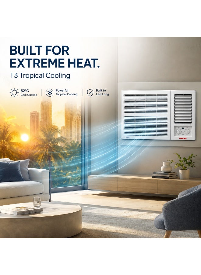 Nikai 1.5 Ton Window Air Conditioner | 18000 BTU Cool Only AC | T3 Rotary Compressor | Low Noise Operation | Optimized Air Flow | Energy Efficient Cooling NWAC18056C26 White - Image 2
