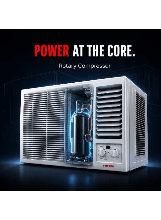 Nikai 1.5 Ton Window Air Conditioner | 18000 BTU Cool Only AC | T3 Rotary Compressor | Low Noise Operation | Optimized Air Flow | Energy Efficient Cooling NWAC18056C26 White - Image 4
