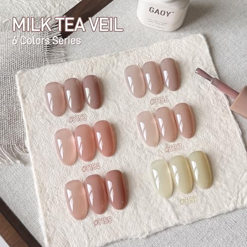 GAOY Jelly Gel Polish Set Silky Cream Pink Nude Shades Sheer Long Lasting Gel for for Everyday Wedding Manicure - Image 3