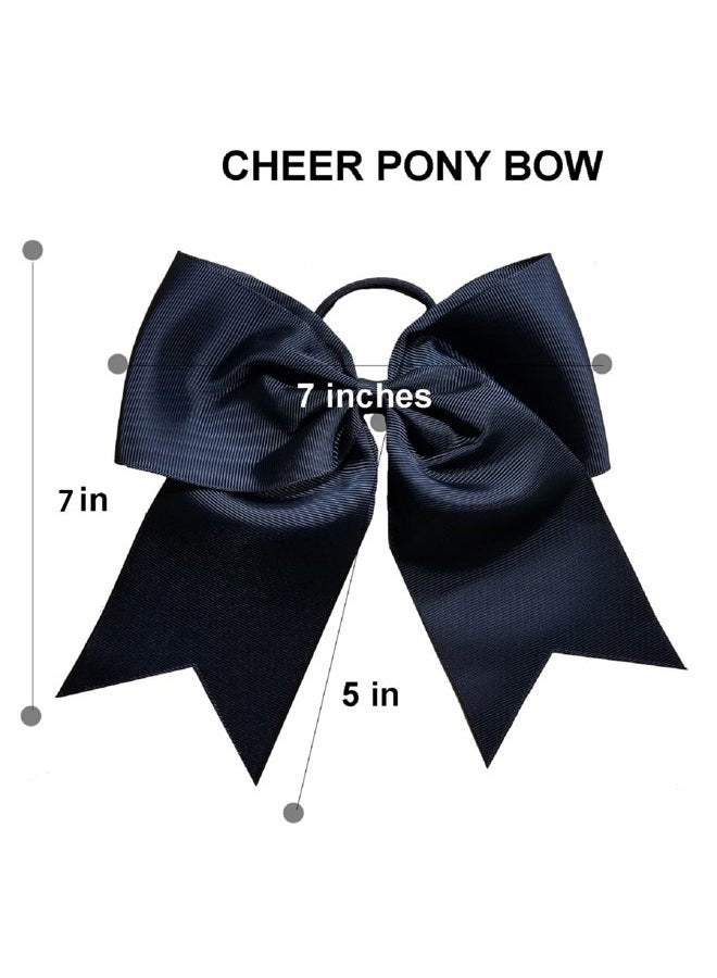 Kenz Laurenz Cheer Bows Blue Cheerleading Softball - Gifts for Girls and Women Team Bow with Ponytail Holder Complete your Cheerleader Outfit Uniform Strong Hair Ties Bands Elastics (1) - Image 5