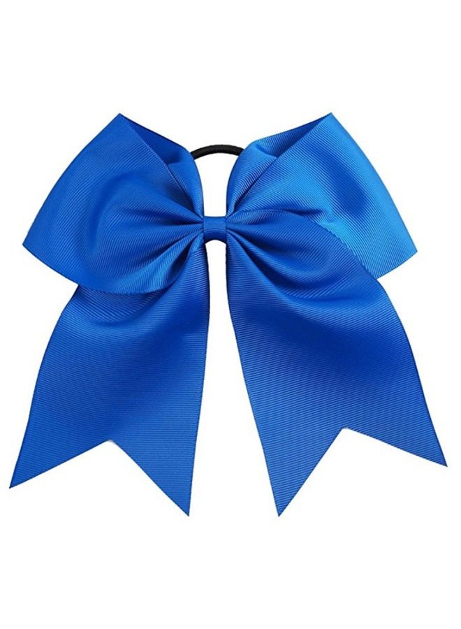 Kenz Laurenz Cheer Bows Blue Cheerleading Softball - Gifts for Girls and Women Team Bow with Ponytail Holder Complete your Cheerleader Outfit Uniform Strong Hair Ties Bands Elastics (1) - Image 1