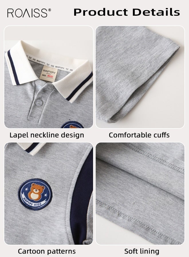 roaiss Boys 2PCS Outfit, Stylish Polo Shirt and Shorts Set for Boys, Summer Suit with Short Sleeve Top and Elastic Waist Short Pants, Perfect for Daily Wear or Various Occasions - Image 4