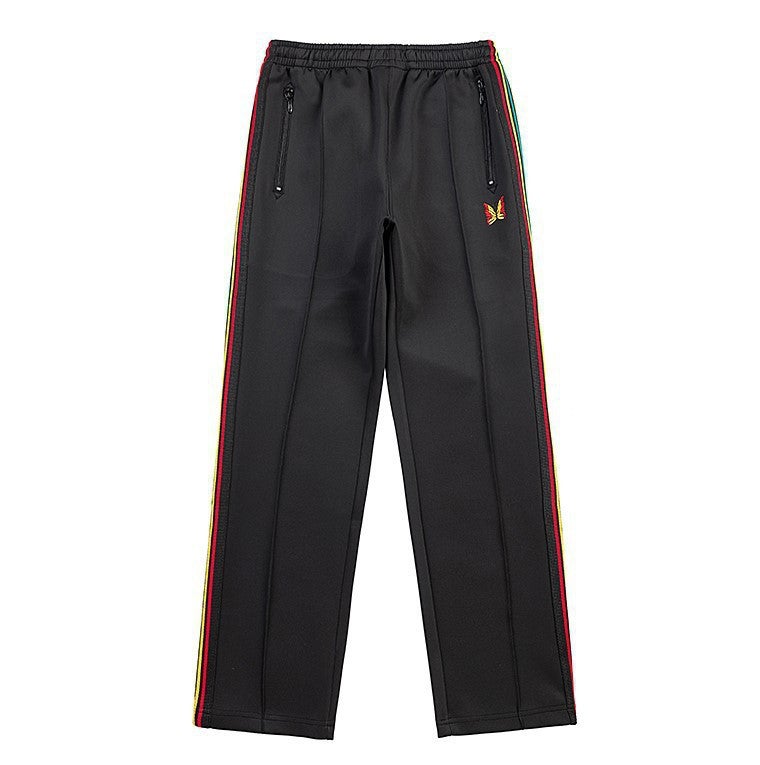 New Trendy High Street Trendy Brand Loose Straight Pants Butterfly Pants Black and White Side Striped Trousers Men's and Women's Sports Casual Pants - Image 5