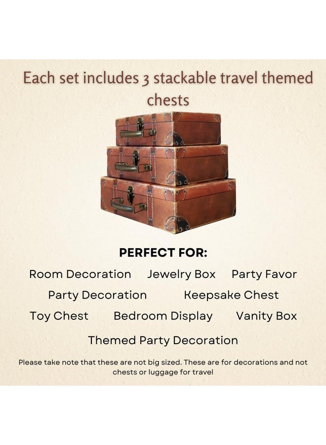 بلو أورتشدس صناديق من الورق المقوى ذات طابع السفر المزخرف من Blue Orchards (مجموعة من 3) - صناديق تخزين صغيرة قابلة للتكديس للمجوهرات - صندوق للحفلات ذات الطابع الخاص - عرض غرفة النوم أو ديكور الحفلات - Image 2