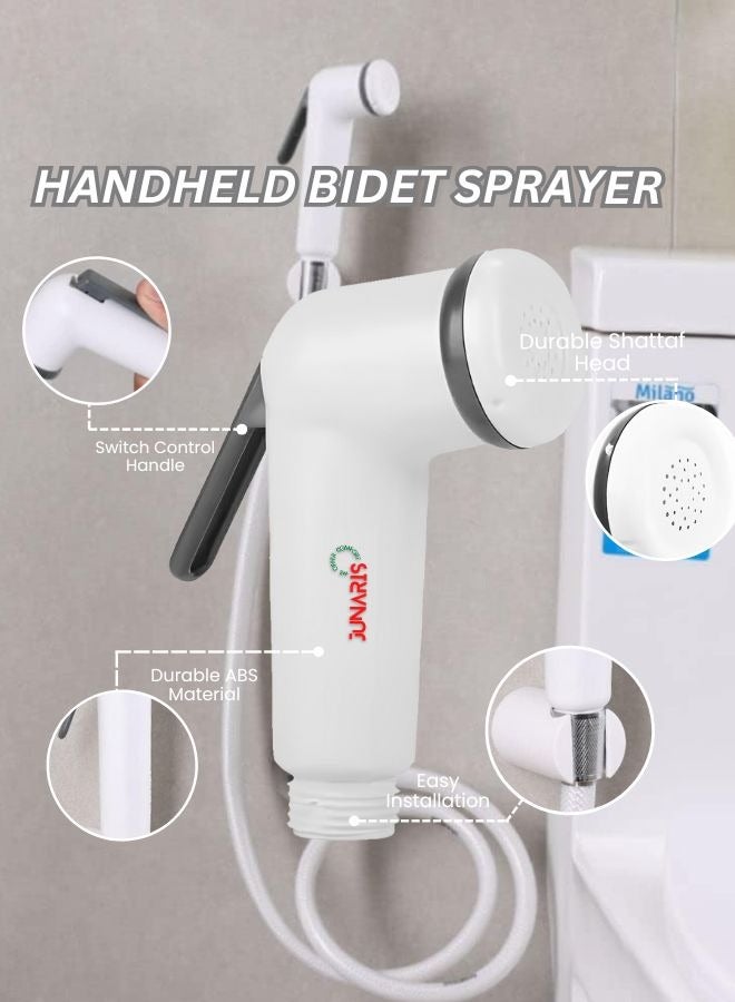 JUNARIS Shattaf Set Handheld Bidet Sprayer Set For Toilet -Toilet Bidet Shattaf Set With Premium Hose For Bathroom And Washroom | (Modern) - Image 2