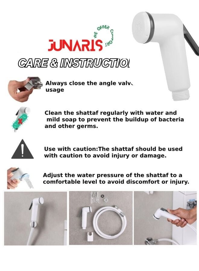 JUNARIS Shattaf Set Handheld Bidet Sprayer Set For Toilet -Toilet Bidet Shattaf Set With Premium Hose For Bathroom And Washroom | (Modern) - Image 4