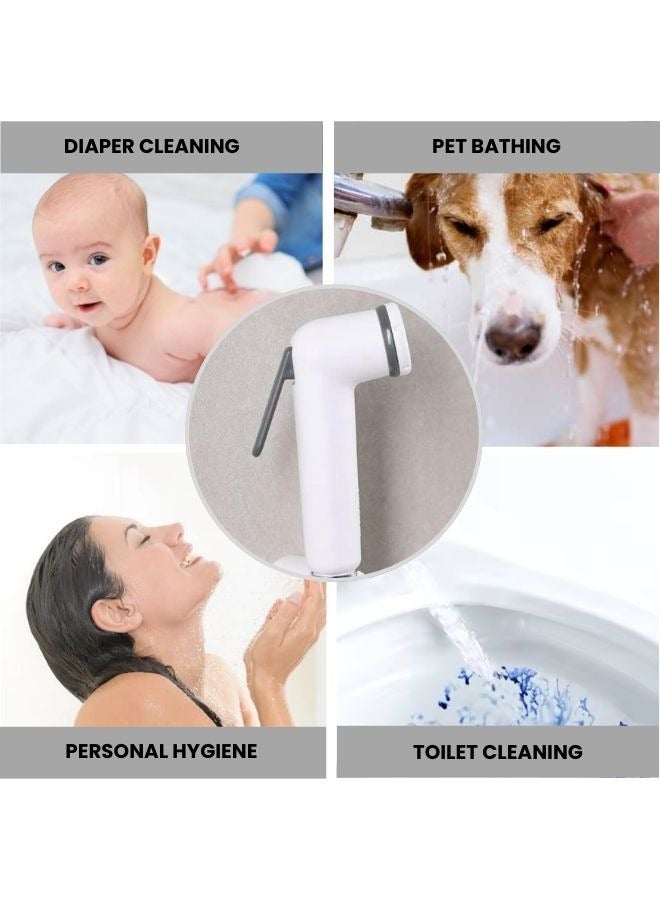 JUNARIS Shattaf Set Handheld Bidet Sprayer Set For Toilet -Toilet Bidet Shattaf Set With Premium Hose For Bathroom And Washroom | (Modern) - Image 5
