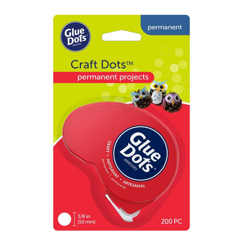 Glue Dots نقاط الغراء، موزع نقاط الحرف، مزدوج الجوانب، 3/8 بوصة، 200 نقطة، شريط غراء للحرف اليدوية، نقاط غراء لاصقة، بديل الغراء السائل الساخن، شفاف - Image 1