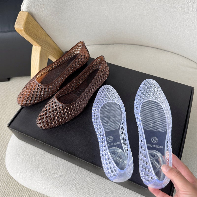Women's Pointed Toe PVC Flat Sandals - Image 3