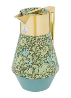 Alsaif Gallery Lydia Pro Dark Green Floral Thermos With Gold Handle 1L  - Image 3