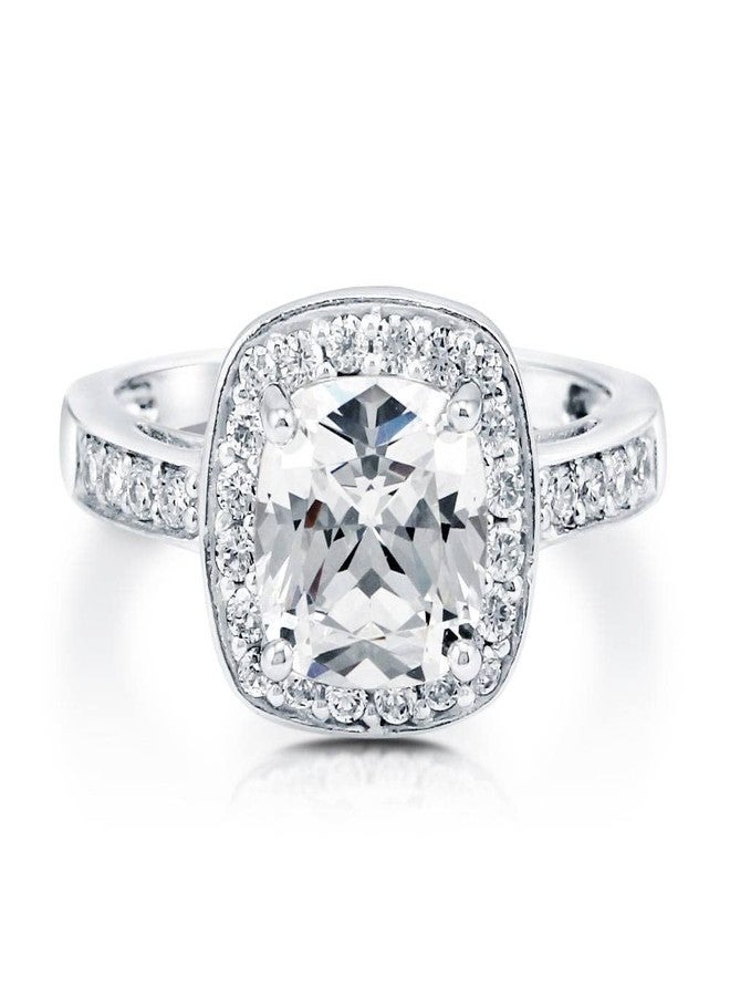 بيركيل خاتم زفاف وخطوبة من الفضة الإسترلينية من بيريكل، مرصع بحجر زركونيا مكعب بقصة الوسادة، مطلي بالروديوم، بتصميم هالة، للنساء - Image 2