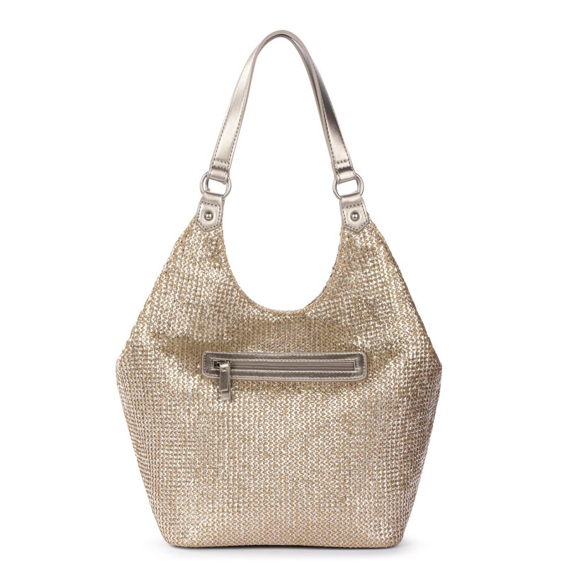 Sakroots Roma Expandable Shopper â€“ Versatile Tote Bag with Expandable Design, Zipper Closure & Multiple Pockets for Work, Travel or Everyday Use - Pyrite Straw - Image 5
