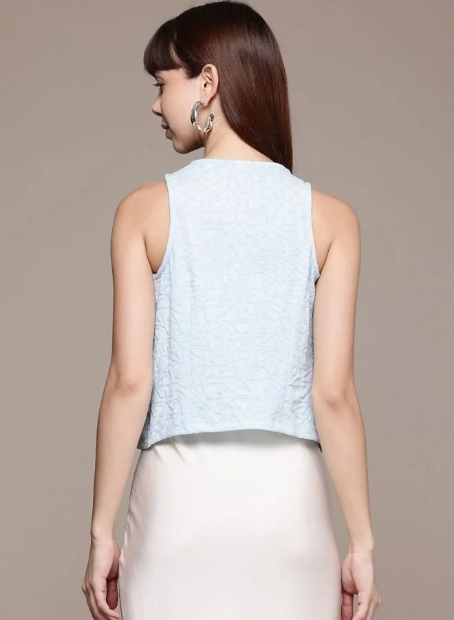 Freehand  Women Regular Fit Textured V-Neck Sleeveless Wrap Top  | Best Price UAE