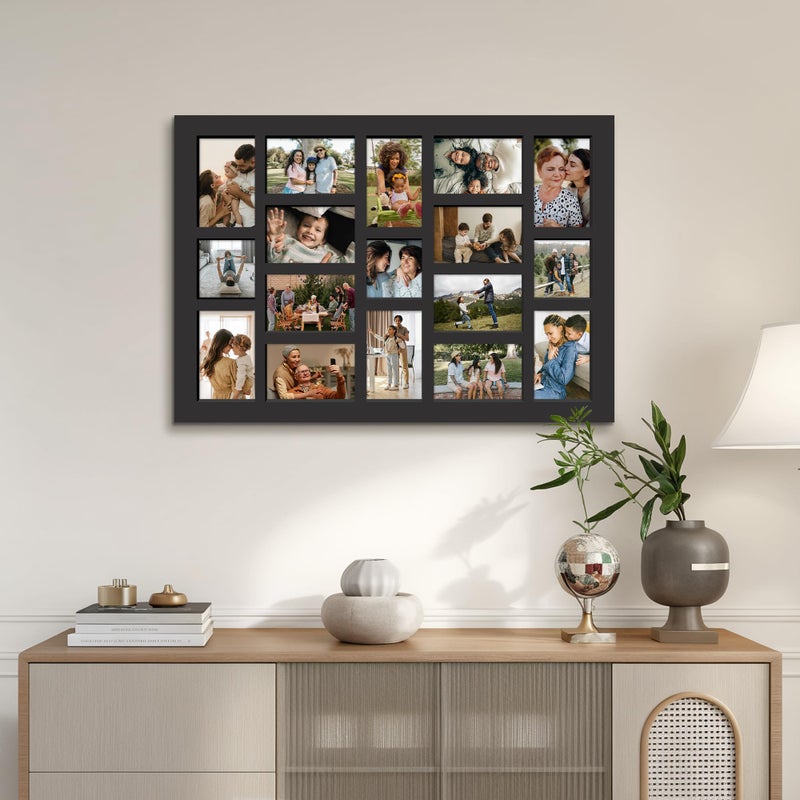 J.M.Deco 17 Opening Collage Picture Frame for Wall Decor, One-piece Photo Frame Collage Gallery Wall Hanging for 4x6 Photos, 4x4 Photos, Ideal Christmas Gift, Black - Image 3