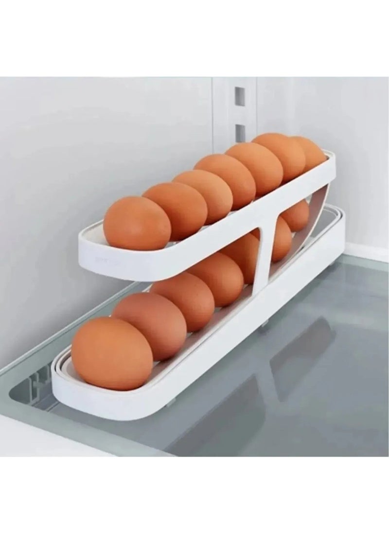 Octopus Bazaar - 2 Tier Automatic Egg Stand Egg Shelf Storage Container Refrigerator Organizer - Image 1