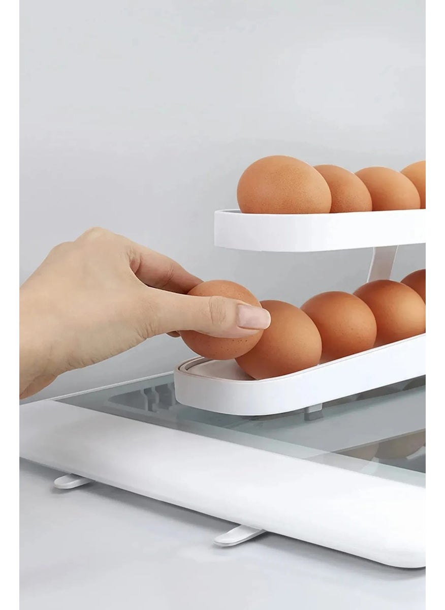 Octopus Bazaar - 2 Tier Automatic Egg Stand Egg Shelf Storage Container Refrigerator Organizer - Image 1