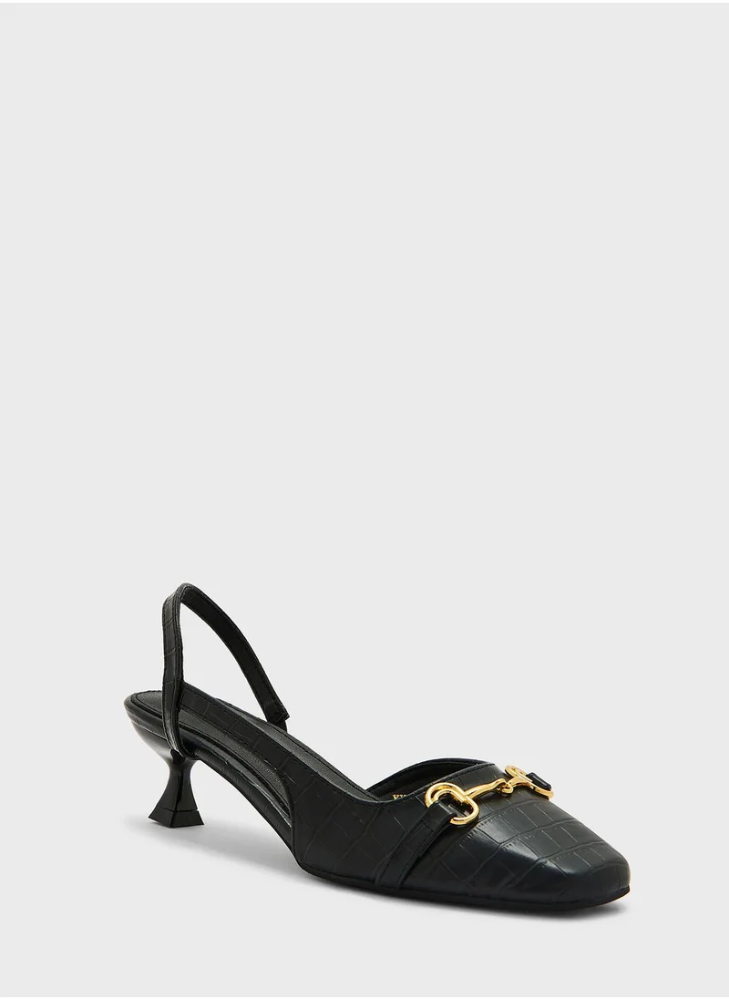 ايلا Buckle Detailed Slingback Mid Heel Pumps