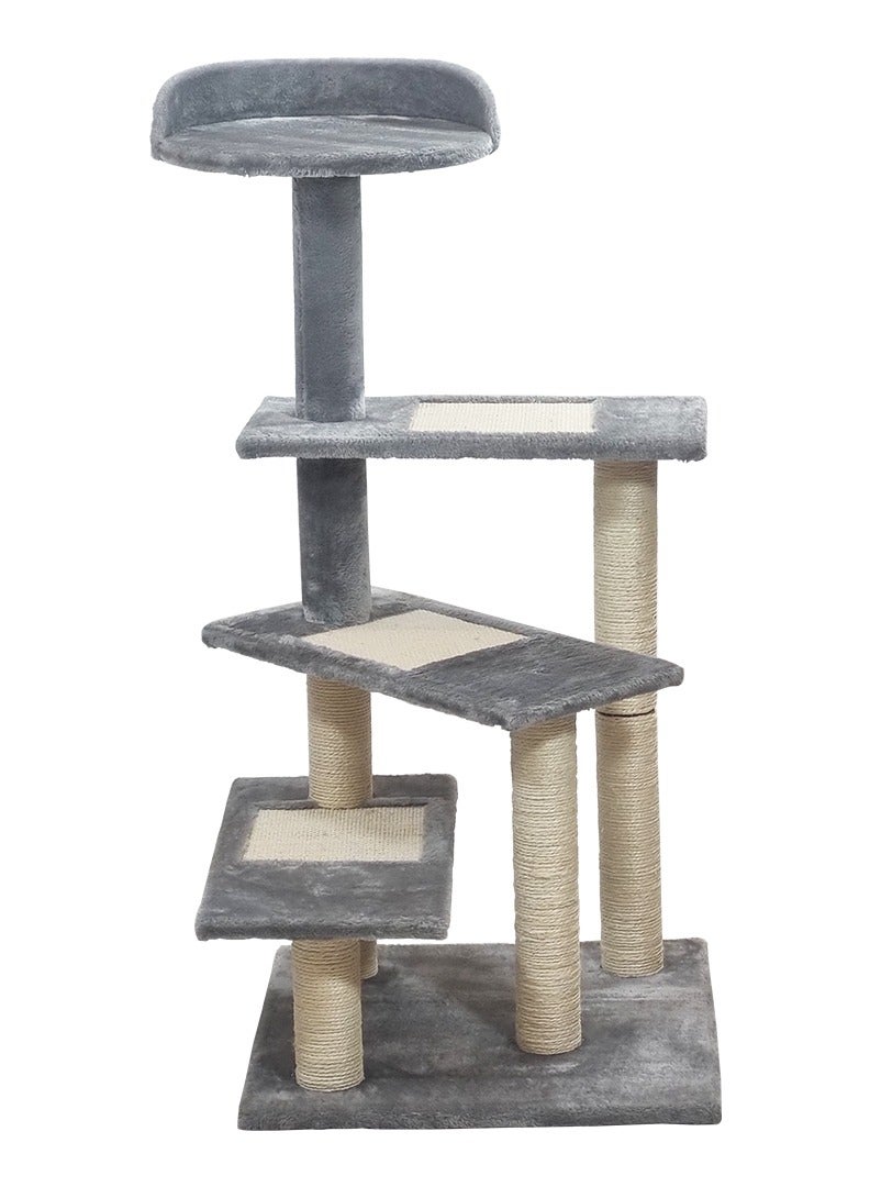 NNC PETS Cat tree with Climbing ladders, Cover with Soft plush fabric, and Durable, Indoor cat playground for all size breeds, Activity tower with Top perch, Sisal carpets, and Scratching posts, 102 cm (Grey) - Image 1