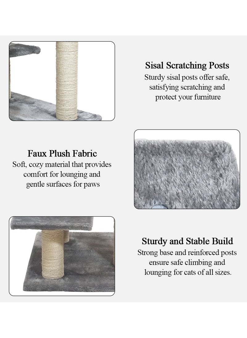 NNC PETS Cat tree with Climbing ladders, Cover with Soft plush fabric, and Durable, Indoor cat playground for all size breeds, Activity tower with Top perch, Sisal carpets, and Scratching posts, 102 cm (Grey) - Image 4