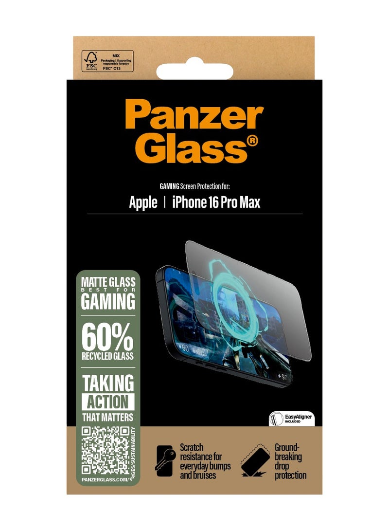 PanzerGlass حماية شاشة زجاجية غير لامعة من بانزر جلاس® لجهاز آبل آيفون 16 برو ماكس، EasyAligner، مضادة للتوهج ومضادة لبصمات الأصابع، زجاج مقسى، حساسية لمسية عالية، سطح سلس للغاية - Image 3
