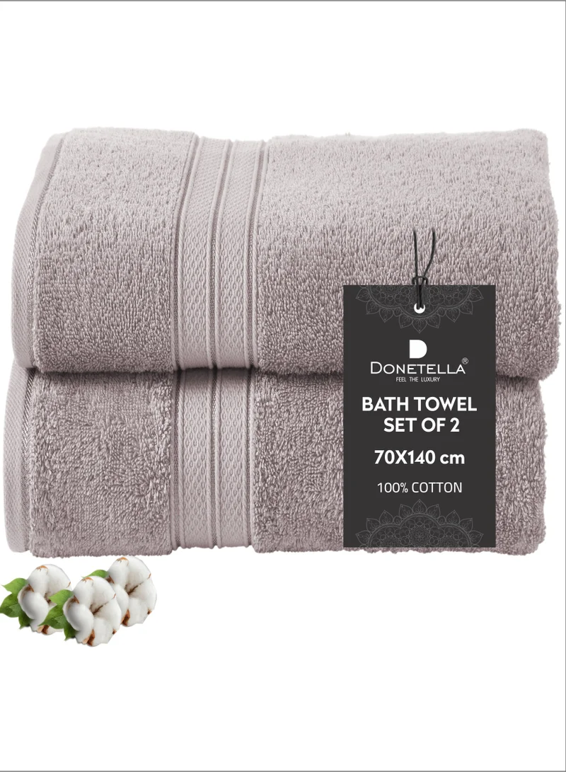 Donetella Premium 100 % Combed Cotton 2-Pcs Bath Towel Set (70 X 140 CM) 600 GSM Large Towel, Highly Absorbent, Quick Dry,Best Towel for Bathroom, Spa And Hotel.