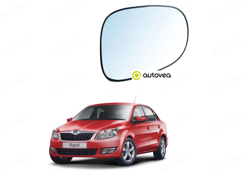 AUTOVEA® Rear View Mirror Glass (Right/Driver Side) Compatible with Skoda Rapid (2011-2018) - Image 1