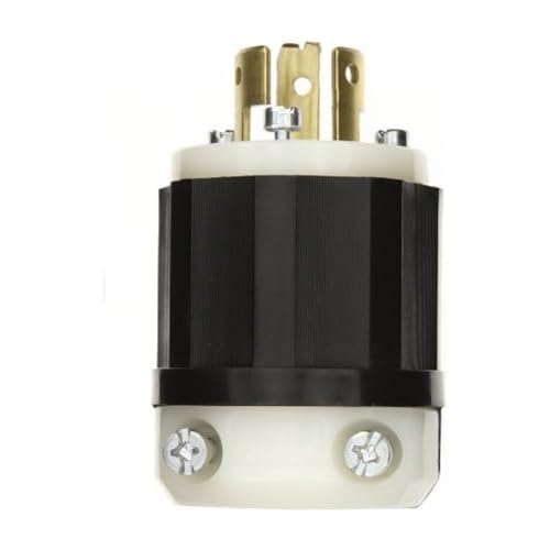 Leviton 20 Amp, 125/250 Volt, Locking Plug, Industrial Grade, Non-Grounding, 9965-C, Black-White - Image 5