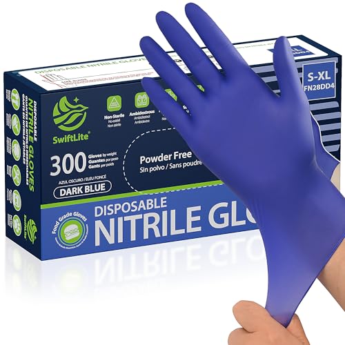 SWIFTLITE Disposable Nitrile Gloves, Food Safe, Latex-Free Powder-Free, Kitchen Rubber Gloves for Cooking, Cleaning and Food Prep (Medium, 300) - Image 1