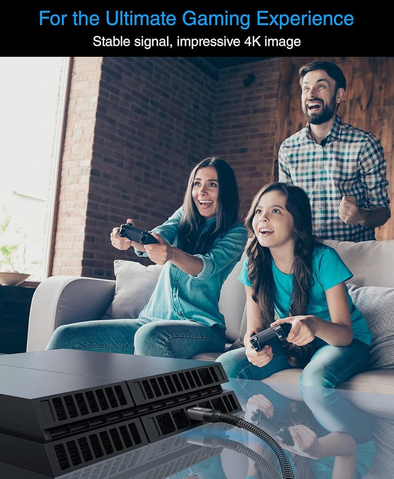 بلو ريجر كابل بلو ريجر HDMI 4K (6 أقدام، 4K 60 هرتز HDR، عالي السرعة 18 جيجابت في الثانية، سلك مضفر HDMI 2.0، eArc، HDCP 2.2) - متوافق مع PS5، Xbox، Roku، Apple TV، HDTV، Blu-ray، الكمبيوتر الشخصي - Image 4