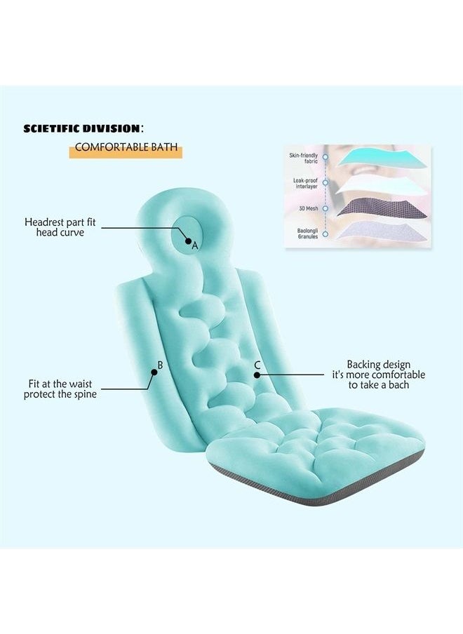 Djungelskog - Full Body Bath Pillow - Relieve Stress and Rejuvenate - Neck and Head Rest Support - Ergonomic Shape - Extra Soft Mesh for Fast Drying - Hanging Hook Included - Bathtub Accessories (Blue) - Image 1