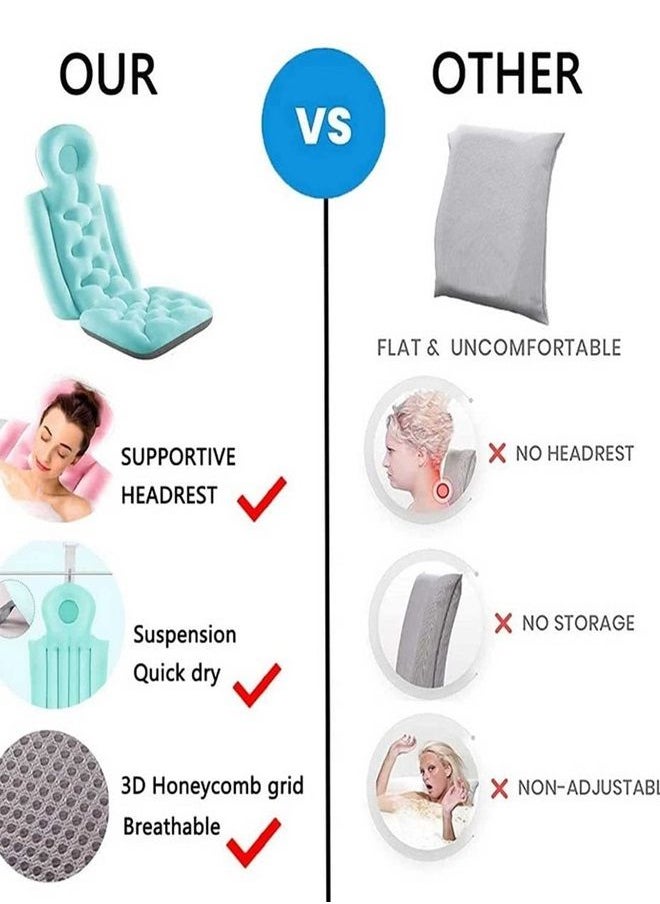 Djungelskog - Full Body Bath Pillow - Relieve Stress and Rejuvenate - Neck and Head Rest Support - Ergonomic Shape - Extra Soft Mesh for Fast Drying - Hanging Hook Included - Bathtub Accessories (Blue) - Image 1