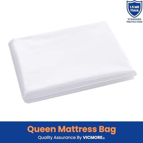 VICMORE Queen Mattress Bag for Moving, Storage & Disposal, 1.5 Mil Heavy-Duty Plastic Mattress Cover, Tear-Resistant, Dustproof, Reusable (Fits Queen Size Beds) - Image 2