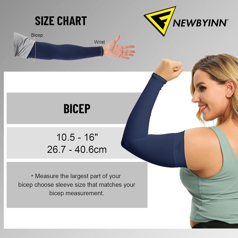 Newbyinn Arm Sleeves for Men Women, Size L - XL, UV Sun Protection Sleeve to Cover Tattoo, Cooling Compression Arm Cover - Image 2