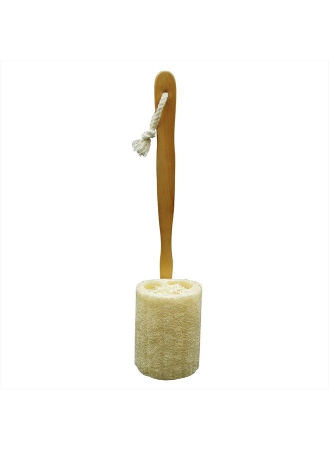 Natural Exfoliating Loofah Luffa Loofa Back Sponge Scrubber Brush with Long Wooden Handle Stick Holder Body Shower Bath Spa Pack of 1
