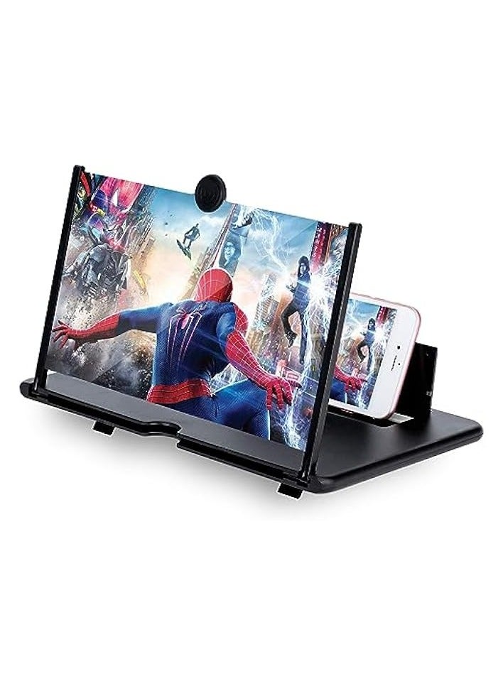 PROMASS 35.5cm 3D Phone Screen Magnifier – HD Magnifier Projector Screen Enlarger for Videos, Movies, Games – Foldable Phone Stand with Screen Amplifier – Supports All Smartphones (Black) - Image 1