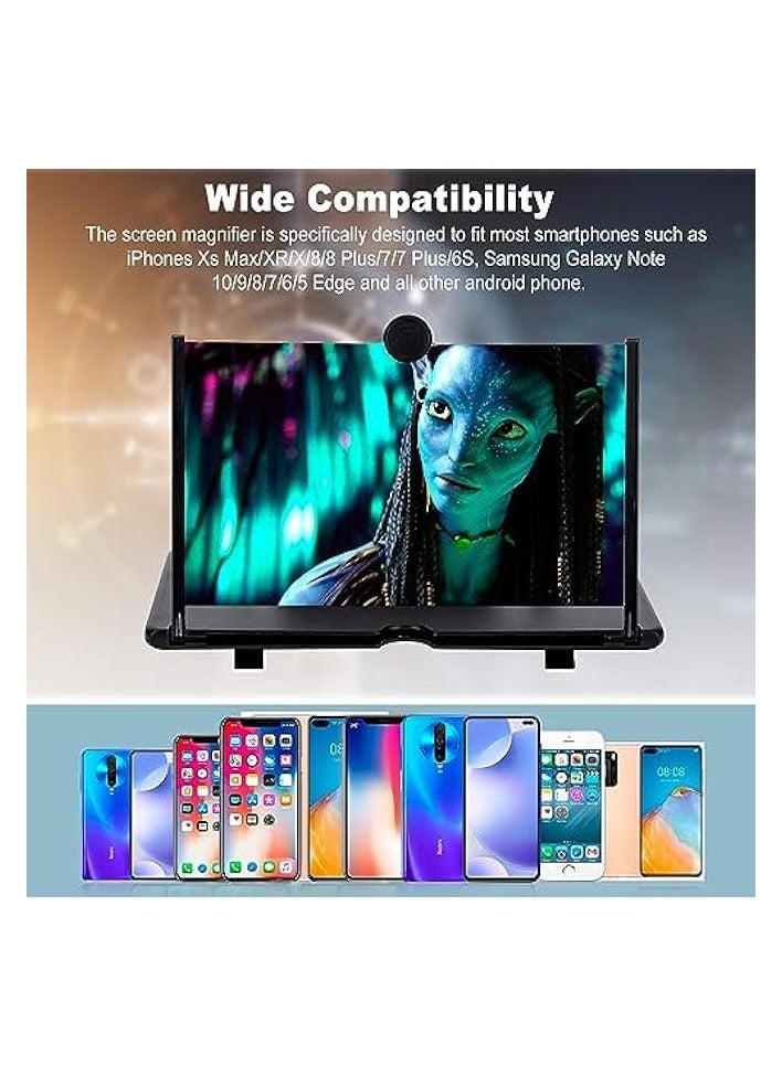 PROMASS 35.5cm 3D Phone Screen Magnifier – HD Magnifier Projector Screen Enlarger for Videos, Movies, Games – Foldable Phone Stand with Screen Amplifier – Supports All Smartphones (Black) - Image 4
