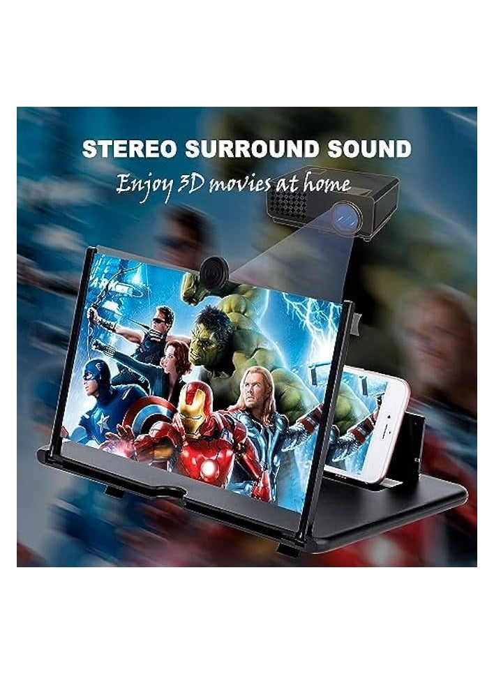 PROMASS 35.5cm 3D Phone Screen Magnifier – HD Magnifier Projector Screen Enlarger for Videos, Movies, Games – Foldable Phone Stand with Screen Amplifier – Supports All Smartphones (Black) - Image 5