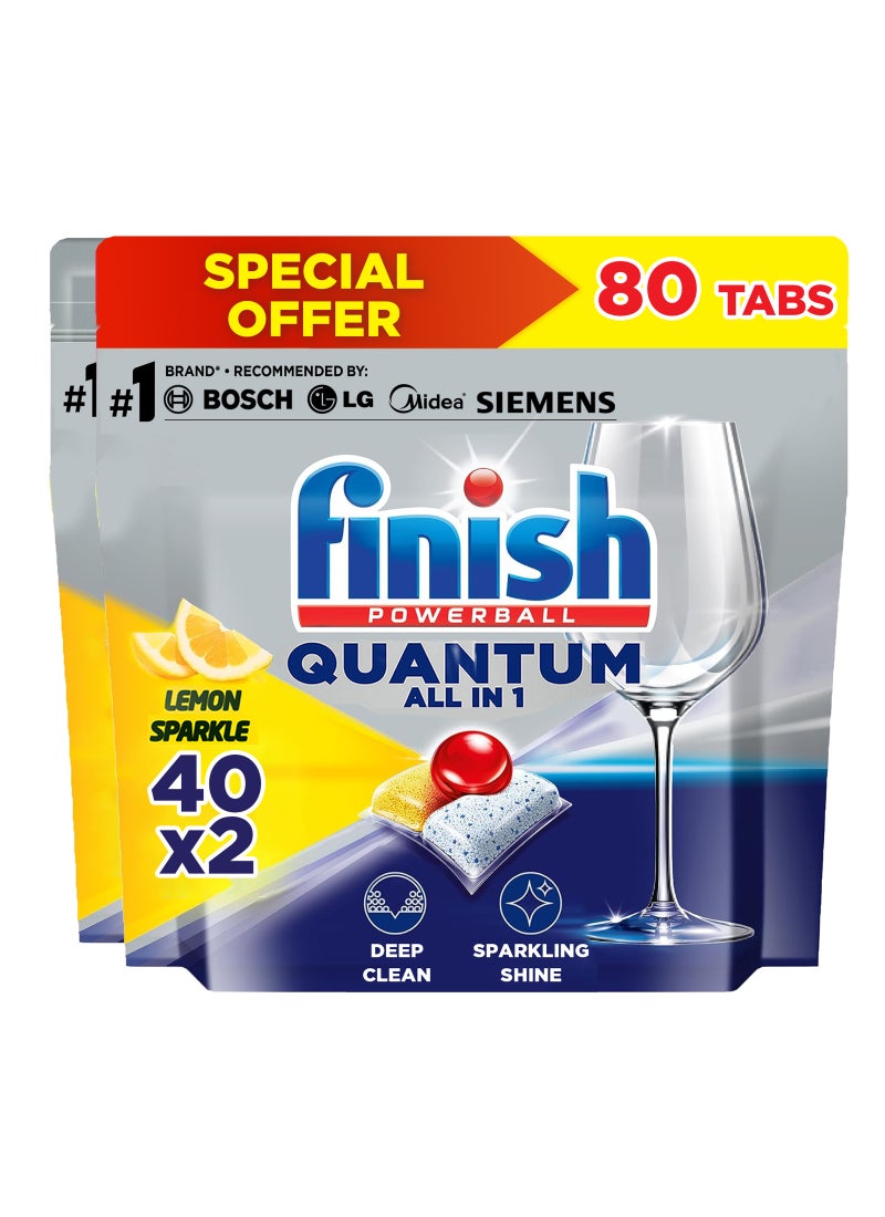 Finish Powerball Quantum All In 1 Dishwasher 2 x 40 Tabs - Image 1