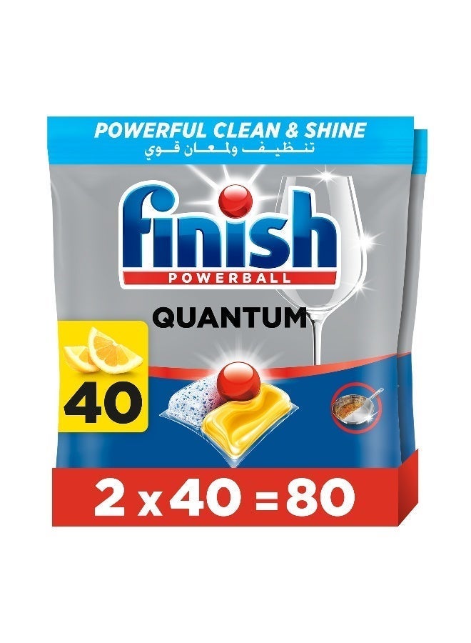Finish Quantum All in 1 Dishwasher Tablets, Lemon Sparkle Scent - Image 1