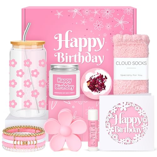 CHESACE Birthday Gifts for Teen Girls, Women, Teenage Girl Birthday Gift Sets for Teen Girls Tween Gifts for Teenage Girl Cute Daisy Aesthetic Glass Cup Gift Basket for Teens, Sister, Women, Her, Friend - Image 1