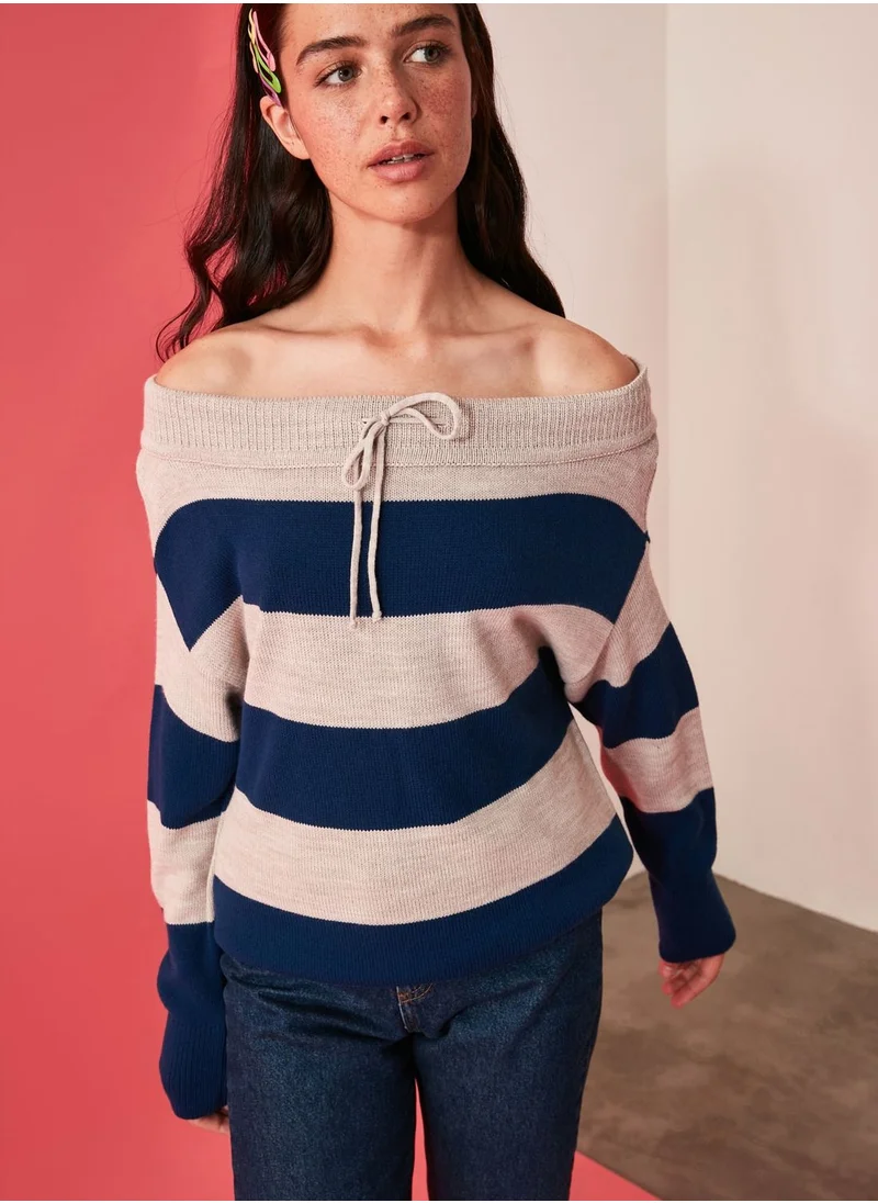 trendyol Striped Knitted Sweater
