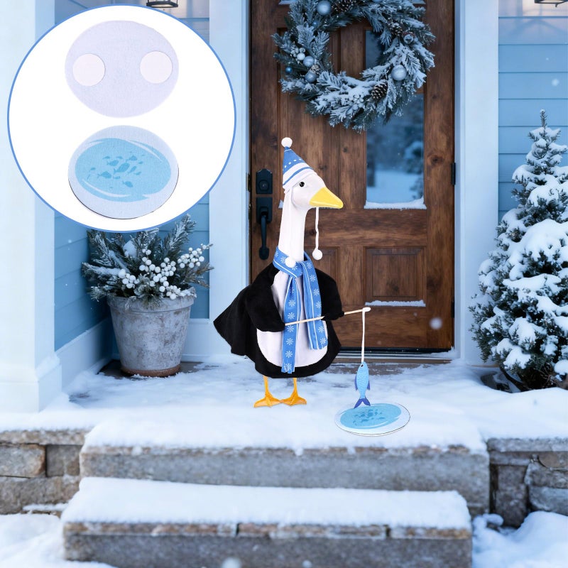 Sinbana Winter Penguin Porch Goose Outfit, Hat Clothes Scarf Pond Lawn Garden Goose Statue Decor Accessories for 23in/58cm Winter Cement Gooses Costume Christmas - Image 5