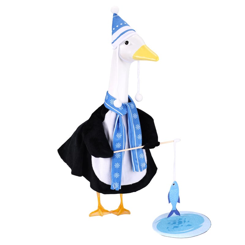 Sinbana Winter Penguin Porch Goose Outfit, Hat Clothes Scarf Pond Lawn Garden Goose Statue Decor Accessories for 23in/58cm Winter Cement Gooses Costume Christmas - Image 1