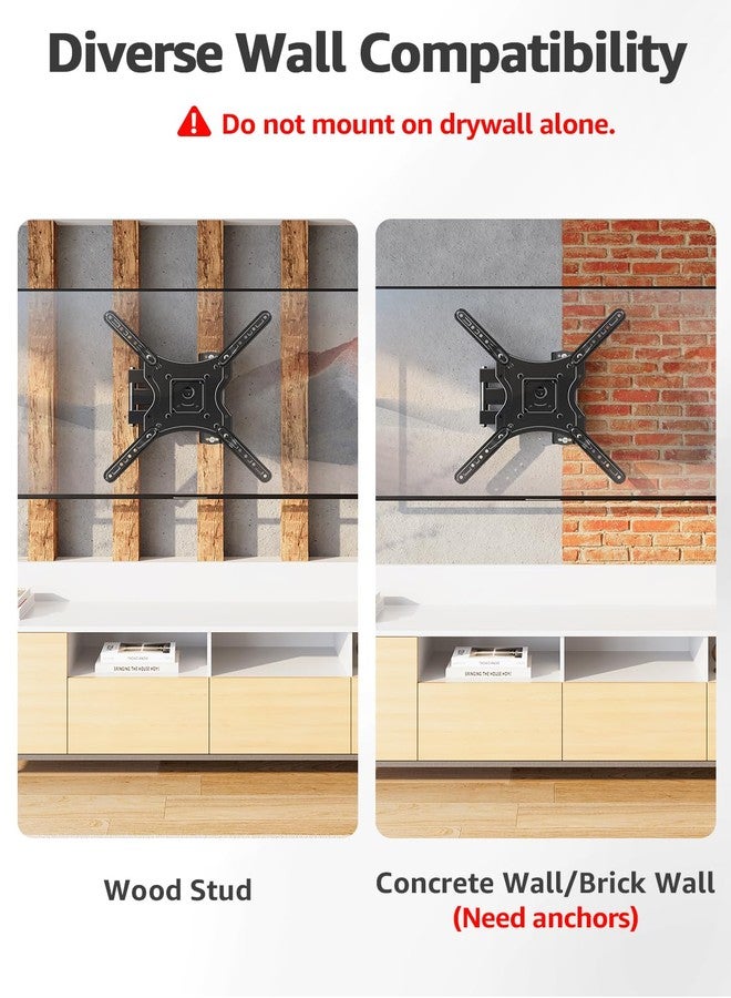 ELIVED Full Motion TV Wall Mount for Most 26-60 Inch TVs, Articulating Arms Swivel and Tilt tv Mount, Wall Mount Brackets Max VESA 400x400, Single Stud Perfect Center Design, Holds Up to 77 lbs. - Image 5