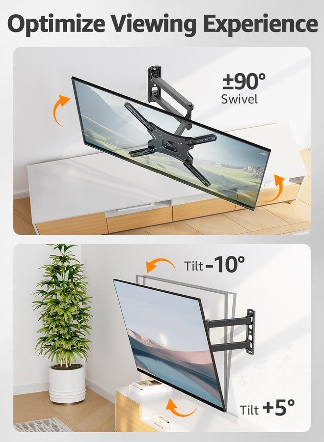ELIVED Full Motion TV Wall Mount for Most 26-60 Inch TVs, Articulating Arms Swivel and Tilt tv Mount, Wall Mount Brackets Max VESA 400x400, Single Stud Perfect Center Design, Holds Up to 77 lbs. - Image 3