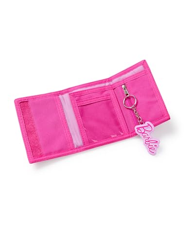Barbie Girls Wallet | Pink Trifold Wallet Heart All Over Print for Kids | Childrens Cash & Card Holder Keychain - Image 5