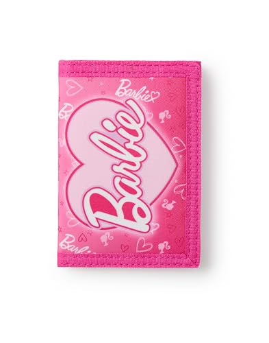 Barbie Girls Wallet | Pink Trifold Wallet Heart All Over Print for Kids | Childrens Cash & Card Holder Keychain - Image 4