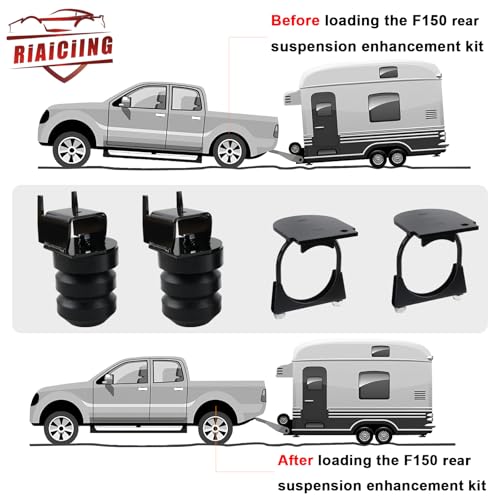RiAiCiING F150 Rear Suspension Enhancement System Compatible with Ford F-150 2WD 4WD 2015-2022 up to 8,600 lbs Rubber Helper Spring Kit - Image 4