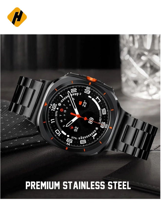 HuHa Stainless Steel Band Compatible with Samsung Galaxy Watch Ultra 47mm (2024), Men Women No Gap Metal Business Classy Dressy Replacement Strap for Galaxy Watch 7 Ultra Bands-Black - Image 3